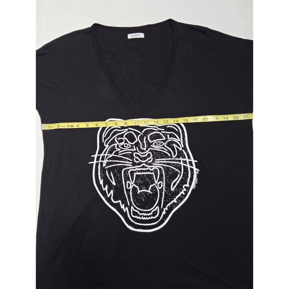 Lauren Moshi Crystal Tiger Short Sleeve T Black S - Picture 8 of 11